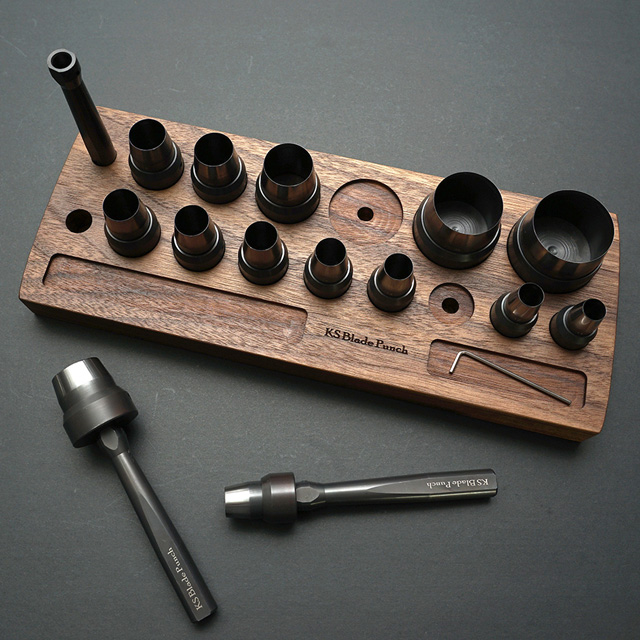 Multi Hole Punch (Large) 14 PCS Set + Walnut Wooden Tool Rack – KS Blade
